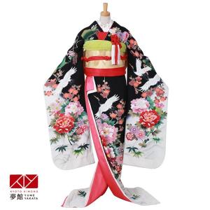 花嫁衣裳 引き振袖 大振袖 レンタル 安い 結婚式 婚礼 黒 菊花と八重桜