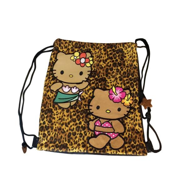 キティ 豹柄 ヒョウ柄 リュックサック ドローストリング アウトドア アニメ バックパック 通勤 旅...