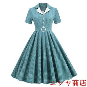 ワンピース ドレス Vネック リボン付き 袖あ...の詳細画像1