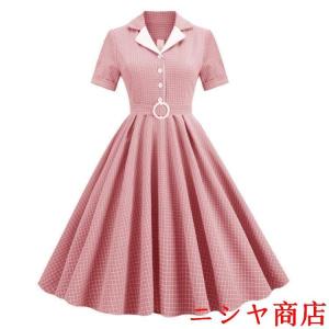 ワンピース ドレス Vネック リボン付き 袖あ...の詳細画像4