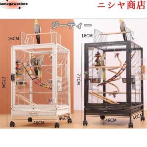 クリアアクリル鳥かご 複数飼い大型インコ ケージ セキセイインコゴザクラインコオカメインコ鳥籠 Ｗ46×Ｄ46×Ｈ77cm(外寸)