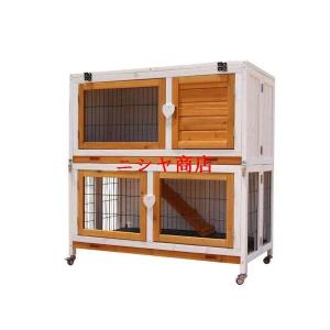 猫かご 家庭用屋外ペット ヴィラ ウサギ ケージ ウサギの家 2 階建てのヴィラと独自の滑車 猫小屋ペットの別荘 (Color : White)