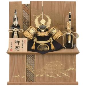 五月人形 兜飾り収納飾 平安武政作 25号 着用兜 彫金松鷹 2024-yb090