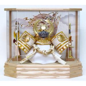 五月人形 六角ケース飾り０６１５ 宝童作 宝童 兜アクリルケース 兜飾り 宝童 8号兜 白金上杉兜