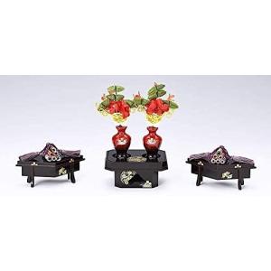 部品 雛人形 道具 3段用 木製 六品揃道具 唐草桜文様 鉾型 雛道具