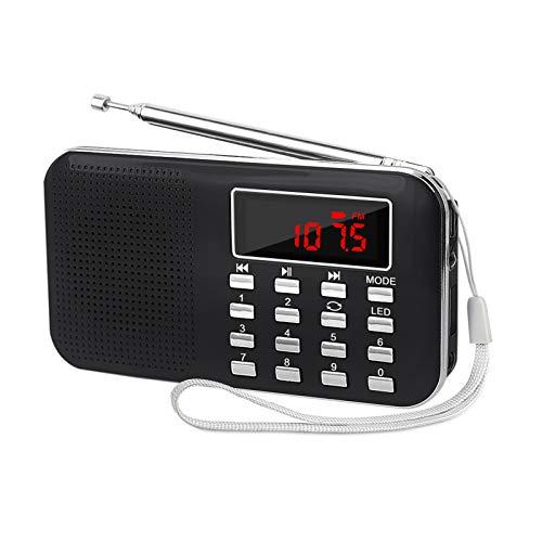 LEFON ミニデジタルAM FMラジオメディアスピーカー MP3音楽プレーヤー TFカード/USB...