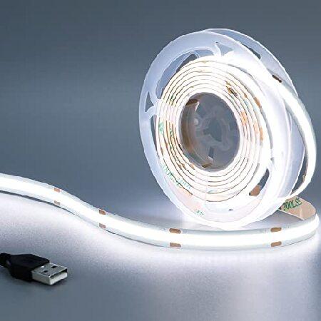 KXZM DC 5V USB COB LED Strip Light Cool White 6000...