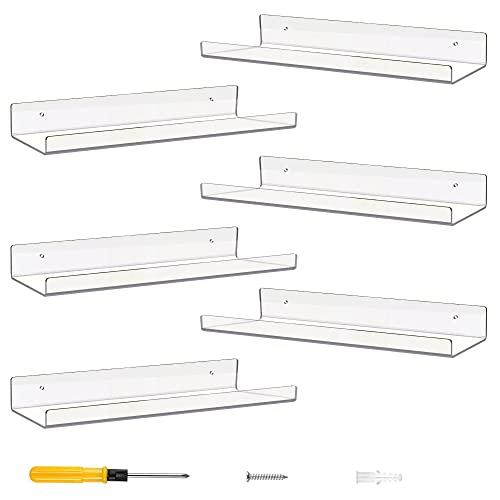 ACRADEC Acrylic シェルフ for Wall Set of 6, 15” x 4” -...