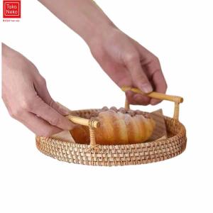 籐かご 収納カゴ お菓子入れるカゴ カゴ 収納 取っ手付き 円形 かわいい おしゃれ 手作り お菓子 雑貨 野菜 果物バスケットお菓子トレー 小物収納 来客用 居酒屋