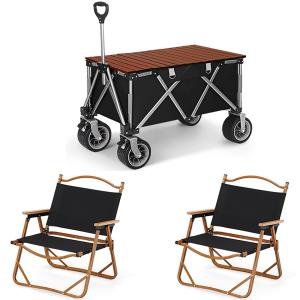 キャンプ キャリーカート Carry Wagon キャリーワゴン テーブル 耐荷重100kg 大容量 フィールドカート ポータブルチェアとテーブルボードを備えた 折りたたみ式