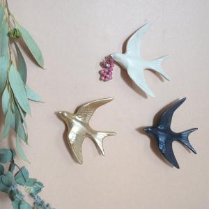 ウォールデコ バード 2個セット 木製雑貨 鳥 ウッドオブジェ パイン 壁