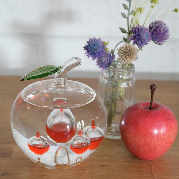 温度計 おしゃれ ガリレオ温度計 『 ガラスフロート温度計 りんご 』