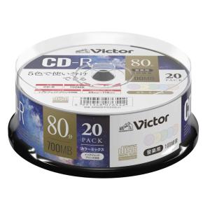 ビクター Victor 音楽用 CD-R 80分 20枚 カラーMIXプリンタブル AR80FPX20SJ1｜yuritosora