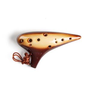 TNG オカリナ 楽器 シングル 12穴 / アルト/窯変釉イエロー 高級 C調 AC (運指表付き) Ocarina 管吹奏 釉薬仕上げ｜yuritosora