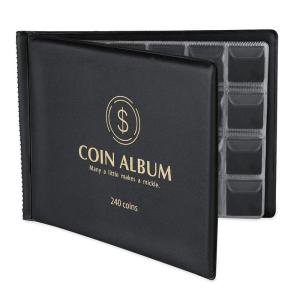 MUDOR コレクターのための240ポケットコインコレクションホルダーアルバムブック、コインコレクション用品 (黒)