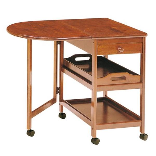 koeki 木製テーブル付きワゴン ブラウン KW-415(BR)