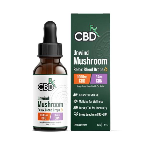 CBDfx マッシュルーム CBDオイル（CBD1000mg＋CBG37mg）リラックスブレンド -...