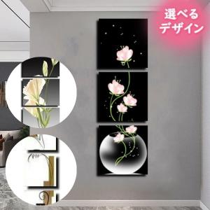 アートパネル　インテリア　モダン　絵画　壁掛け　花　手書きの油彩画　３枚セット　縦　お花