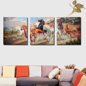 手書きの油彩画 アートパネル モダン 動物画 特大1パネル 水墨風 走る