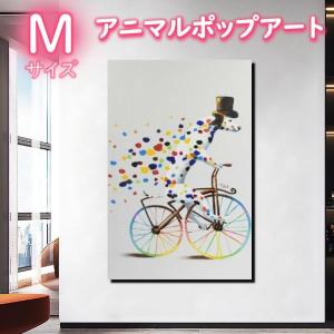 アニマルポップアート サイズが選べる　手書きの油彩画　インテリア　おしゃれ かわいい キュート　油絵  チャリンコダルメシアン 5102｜yusaigashop-art