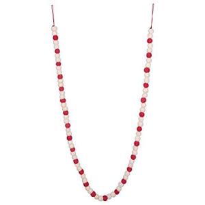 Creative Co-op 72インチ ウールフェルトボールガーランド レッド