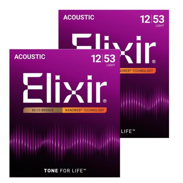 Elixir エリクサー アコースティックギター弦 NANOWEB 80/20ブロンズ Light ...