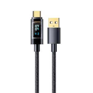 USB to Type-C 充電ケーブル 2m 電力量自動調整 電力量をリアルタイム 液晶表示 ブラック .｜yusyo-shopping