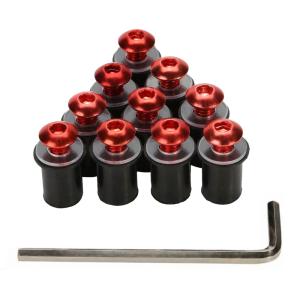 スクリーンボルト ウェルナット 5mm 10個セット 汎用 赤 レッド ボルト