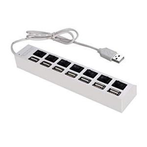 並行輸入品】USB2.0/7ポート USBハブ 500mA ホワイト 個別スイッチ付き