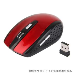 マウス ワイヤレスマウス 《レッド》 USB 光学式 6ボタン マウス 無線 2.4G .