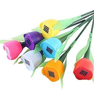 太陽光パネル搭載 ソーラー LED チューリップライト 1種4本セット *カラーランダム ..