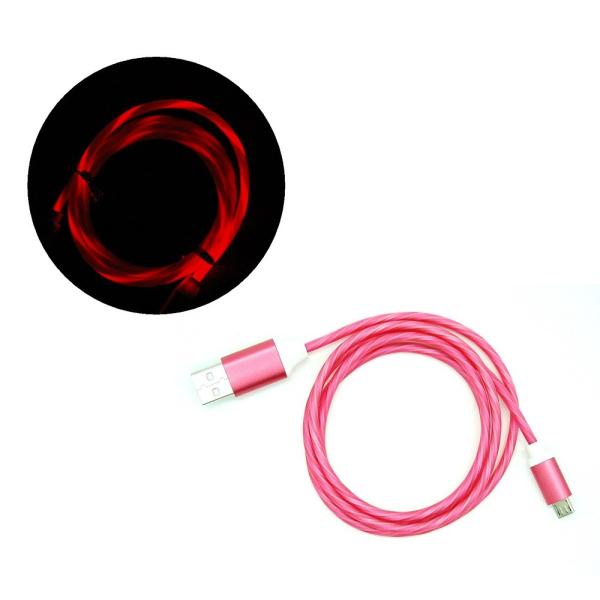 発光 microUSBケーブル 《レッド》 LED 光る USBオス-USBオス .
