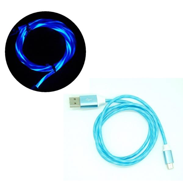 発光 microUSBケーブル 《ブルー》 LED 光る USBオス-USBオス .