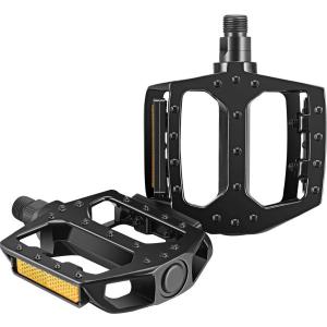 【並行輸入品】2個セット 自転車ペダル 《ブラック》 軽量 アルミ合金 フラットペダル MTB マウンテンバイク ._