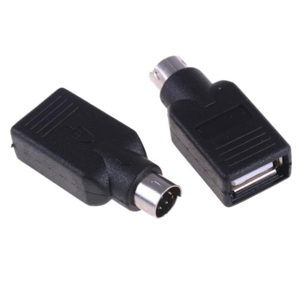 USB-PS/2変換アダプターUSB→PS2ブラックUSB-Aメス-PS/2オス コンバーター コネ...