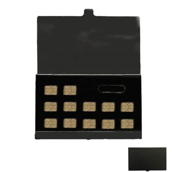 アルミケース SIMカード 収納ケース 《ブラック》 12枚収納 持ち運び カードケース nanoS...