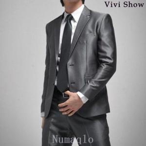 スーツ メンズ 2ピーススーツ セットアップ 光沢 ブレストスーツ