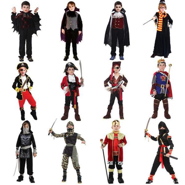 ハロウィン 衣装 子供 17タイプ 男の子 王子様 国王 吸血鬼 忍者 海賊 髑髏国王様 武士 勇者...