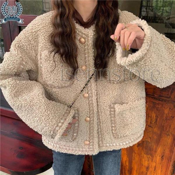 ジャケット 暖かい フリースボアブルゾン ノーカラージャケット レディース アウター 大人 きれいめ...