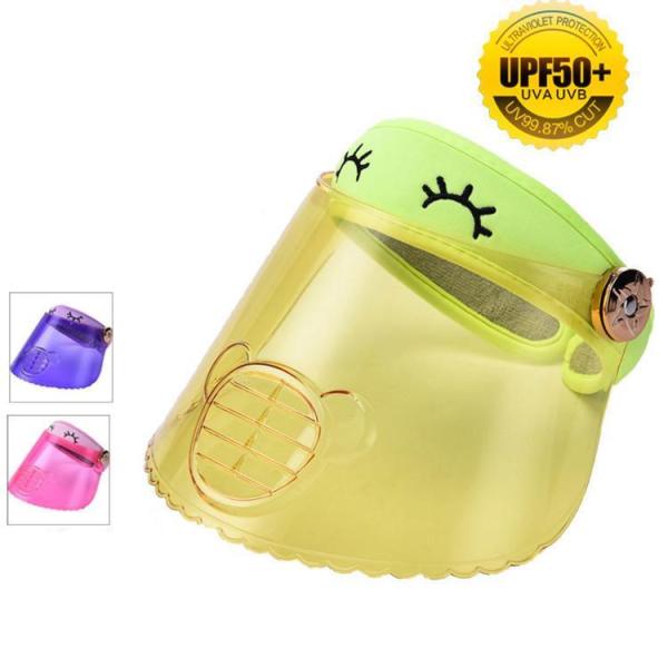 UPF50+ キッズフェイスカバー 子供 サンバイザー　帽子　キッズキャップ　フェイスガード UVカ...