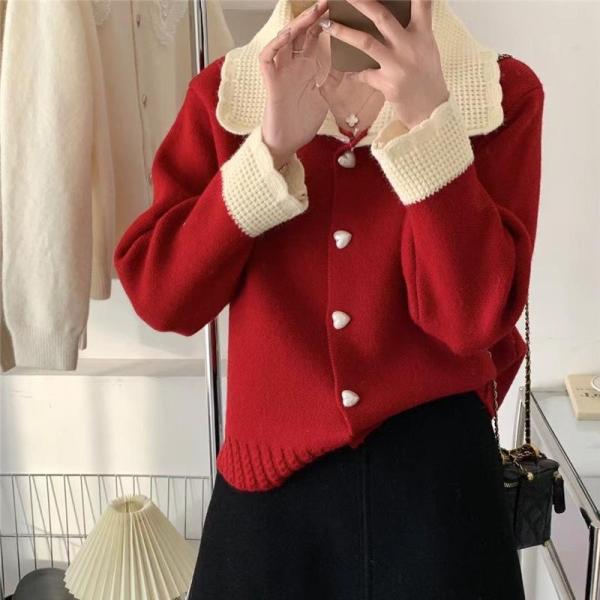 ニットカーディガン レディース ゆったり羽織 無地 ポケット付き アウター 体型カバー カーデス お...