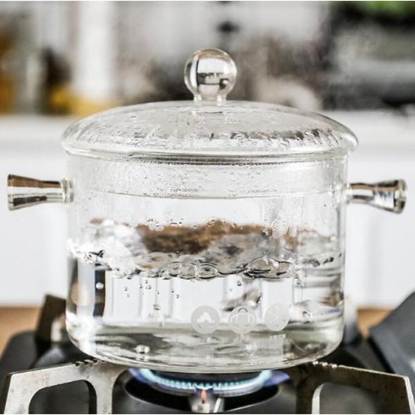 ガラス調理鍋 スープ鍋 耐熱ガラス鍋 食材が見えるガラス鍋 卓上鍋 透明 ガラススープ鍋 耐熱ガラス...