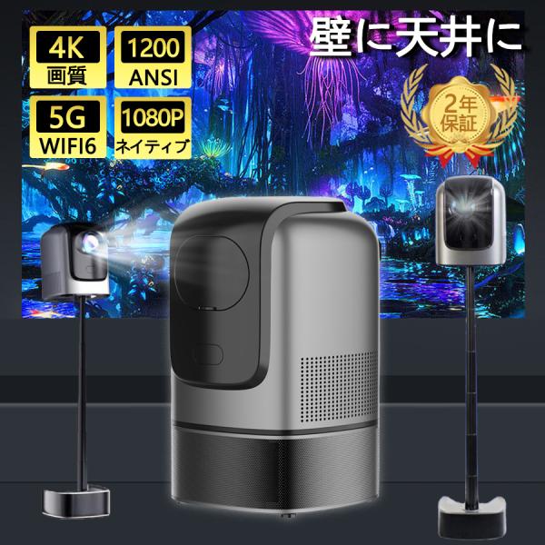 プロジェクター 4K 1080P 家庭用 天井 伸縮性 1200ANSI DVD WiFi Blue...