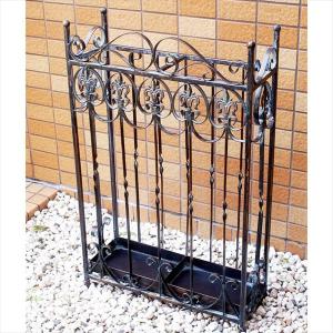 傘立て アンブレラスタンド 陶器製 透かし彫りアート ブラック モダン