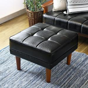 岩附 オットマン 高さ40cm レザー調 木製 （ チェア スツール 1人掛け