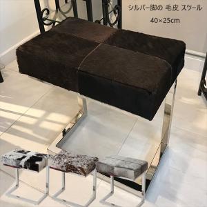 [10%off] 300円クーポン進呈 シルバー脚の 毛皮 スツール 40×25cm 椅子 スツール 座椅子 スツール AS-7010 毛皮 モフモフ 高級感 シック モダン リビング 玄｜yutoriplan