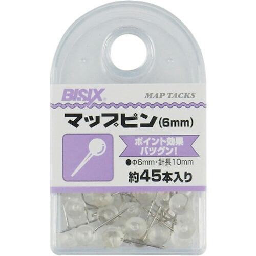 【メール便対応】ミツヤ（mitsuya）　マップピン６ｍｍ　透明４５本　【品番：BX1-MP6T】