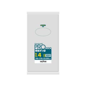 【メール便対応】日本サニパック（sanipak）　STANDARD PRO 規格ポリ袋 4号 透明 100枚 0.03mm　【品番：L04】