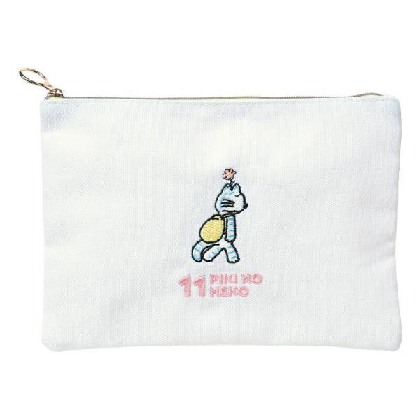 学研ステイフル　11ぴきのねこ 刺繍フラットポーチ（ふくろのなか）　【品番：F20053】