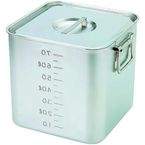 【在庫処分】スギコ産業（SUGICO）　18−8目盛付深型角キッチンポット（フタ付）（手無）　【品番：SH-4212D（SA0869）】